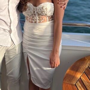 SHEIN floral corset white and gold dress